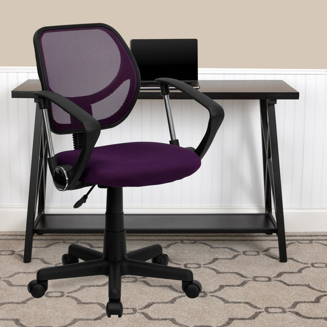 Revamp your office space with a ventilated mesh office chair that will make a great addition in modern and industrial spaces.  Contemporary Task Office Chair  Low Back Design  Ventilated Mesh Back  Accordion Back Cover  Padded Upholstered Seat  CA117 Fire Retardant Foam  Swivel Seat  Pneumatic Seat Height Adjustment  Nylon Arms  Heavy Duty Nylon Base  Dual Wheel Casters  Tested to meet ANSI/BIFMA Performance Standards - Manufacturer testing has been conducted on this product to meet specific performance requirements and safety standards set forth by the American National Standards Institute (ANSI) and the Business and Institutional Furniture Manufacturers.  Suitable as an office home chair or as a Student desk chair.