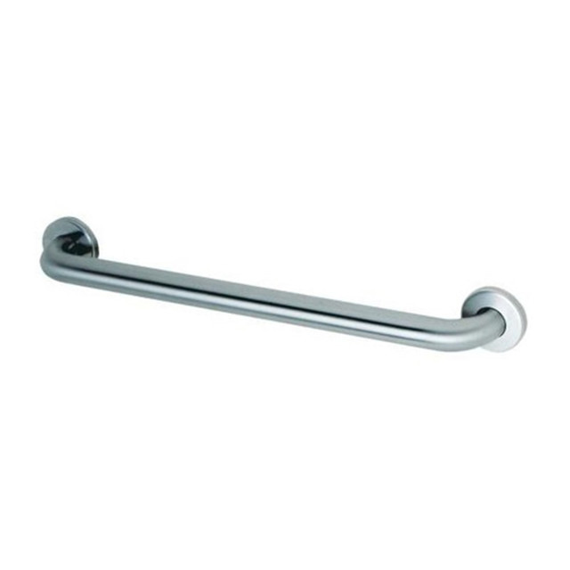 Make your facility safer with help from the Bobrick Stainless-Steel Grab Bar. This sturdy grab bar can be mounted at most any angle to fit your space.  Made of stainless steel with heliarc-welded ends.  Mounting flanges are hidden by snap-on covers for a finished look.  Mounts horizontally, vertically or diagonally.  Supports up to 900 lb when properly installed with 1-1/2in clearance from the wall.  Meets ADA accessibility guidelines.  Assembly required.