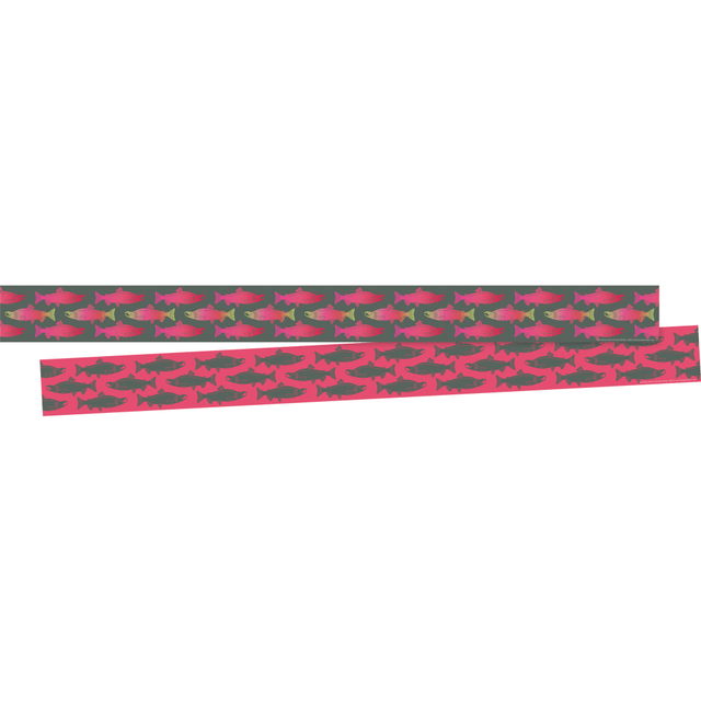 Great for classrooms, break rooms, reception areas, hallways, and more!  Set includes 24 strips that measure 3in x 35in for a total of 70ft of border!  This beautiful trim is double-sided to allow different looks for different days.  Two packages in set.  Each package includes 12 strips that measure 3in wide by 35in long  Helps you frame doors and windows or surround bulletin boards to add a decorative touch.  Border is printed on both sides  Printed on durable 10pt card stock  Sea & Sky Salmon design is ideal for decorating your office, classroom or party space.