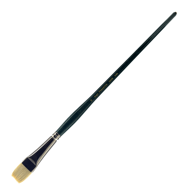 Ideal for use by students and amateur painters  Pure white natural Chinese hog bristles work well with oil paints.  A dark blue handle and seamless nickel-plated ferrule provide an attractive appearance.