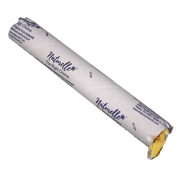 Naturelle tampons are individually wrapped, isolating each one from another in effort to reduce cross contamination. They come packaged in cardboard tubes for easy vending machine usage.  Tampons are individually wrapped to maintain isolated purity.  Packaged in cardboard tubes for vending machine readiness.