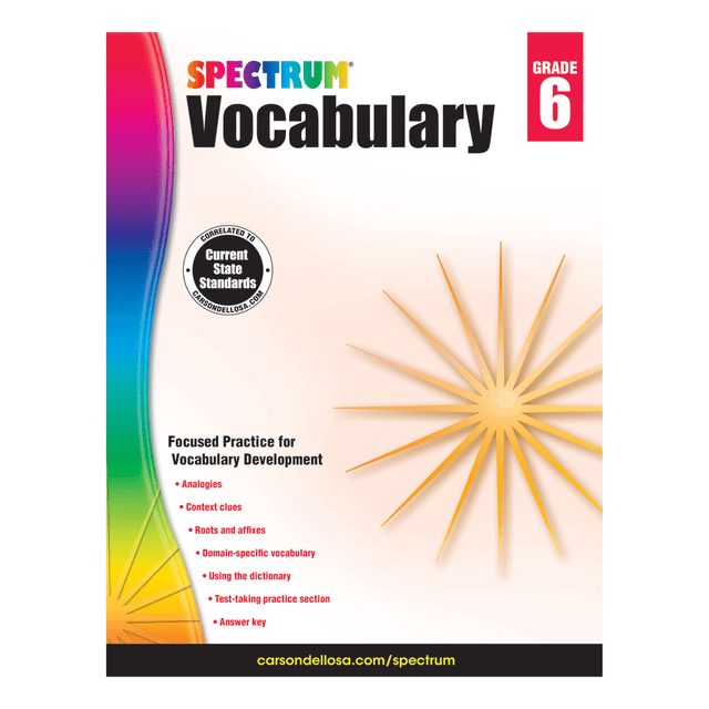 A strong vocabulary can help increase reading comprehension and promote clear communication. This workbook helps build cross-discipline skills essential for future success.  Utilizes progressive lessons designed to help build vocabulary skills while increasing reading comprehension and improving communication skills.  Effective communication is a foundational skill that is needed for success in any discipline.  Designed for students in grade 6.  Lessons include using context clues, analogy formation and dictionary skills.