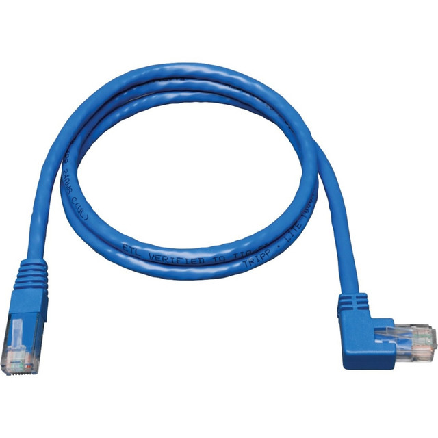 High-speed performance. With a tested frequency of up to 550 MHz, this cable supports high-speed data transmission, making it ideal for streaming, gaming, and other bandwidth-intensive applications.  Enhanced connectivity. The Right-Angle Cat6 Gigabit Molded UTP Ethernet Cable ensures a reliable connection with its high-quality PVC jacket and durable construction, designed to withstand rigorous network environments.  Flexible installation. The unique right-angle RJ-45 connectors make it easier to connect in tight spaces, reducing stress on the cable and facilitating a more organized and efficient network setup.