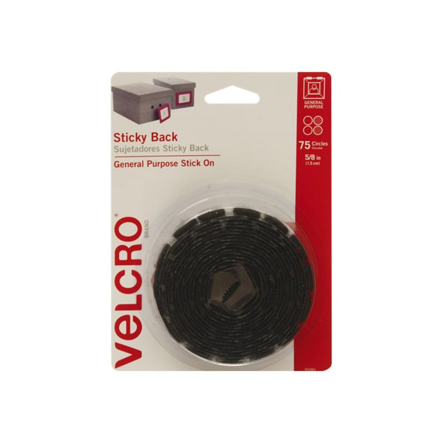 Sticky Back Tape, the original hook-and-loop fastener, features simple peel-and-stick application.  It is perfect for office, school, home and workshop use.  Use on smooth surfaces including walls, glass, tile, plastic, metal and wood.  Tape works with other VELCRO Brand fasteners or adheres to itself.  .