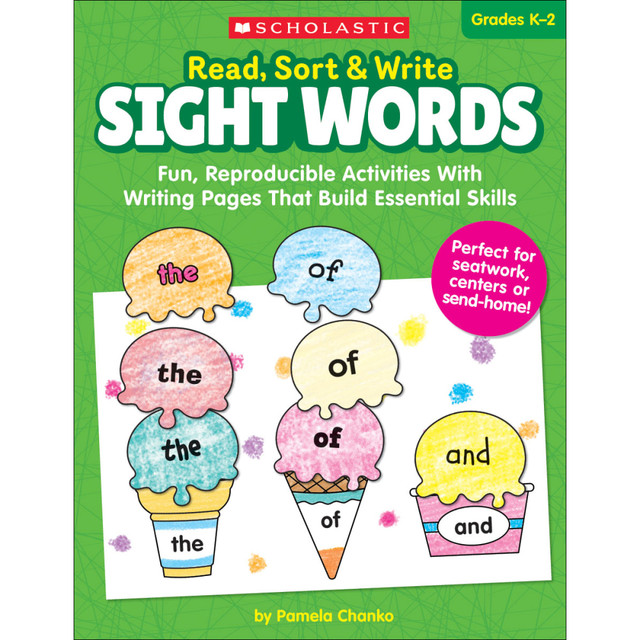 Set young learners up for success with help from the Scholastic Read, Sort & Write: Sight Words Book. Reproducible activities help kids learn must-know words in an engaging, hands-on way.  Teaches 60+ sight words to help give students a foundation in literacy.  Cutting, coloring, sorting and writing activities promote fine motor development.  Ideal for seatwork, centers and send-home work.  Easy-prep pages make getting started simple.  Recommended for students in preschool through second grade.