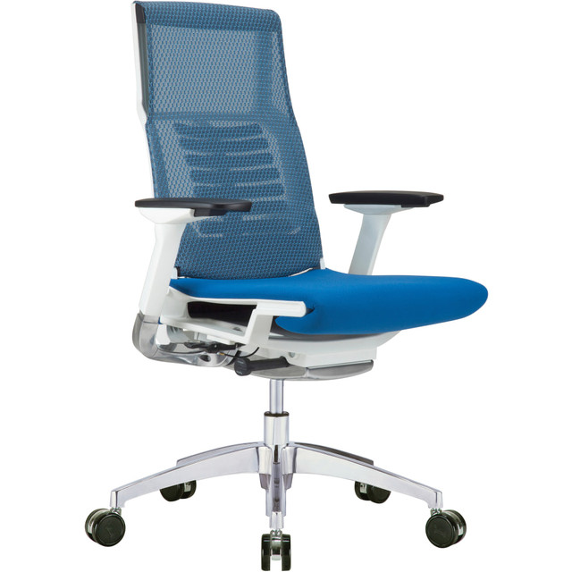 Focus on your productivity instead of discomfort when you are seated in the Raynor Powerfit Ergonomic Fabric Mid-Back Executive Office Chair. The ergonomic design features lumbar support and a waterfall seat to help reduce pressure on your legs and lower back. Rolling casters make it easy to move from your desk to the filing cabinet and back again.  Ergonomic chair allows for comfort throughout the day.  Weight capacity tested to support 275 lb.  Recommended for professional use 8-10 hours per day.  Overall Dimensions: 43inH x 19-1/4in x 25-13/16in.  Mid-back office chair.  Padded fabric seat.  Bluetooth smart seat cushion connects to the mobile app.  Lumbar support.  Waterfall seat.  Pressure-sensitive sensors.  Seat height adjustments.  Tilt adjustments.  3D adjustable armrests.  360 deg. swivel.  Rolling casters.  Assembly required.  Eco-conscious choice - has one or more meaningful eco-attributes or eco-labels.  GREENGUARD certified - certified for low chemical emissions: UL.COM/GG - UL 2818. Ranked in two tiers: Certified and Gold.  Tested to meet ANSI/BIFMA Performance Standards - Manufacturer testing has been conducted on this product to meet specific performance requirements and safety standards set forth by the American National Standards Institute (ANSI) and the Business and Institutional Furniture Manufacturers.  Less harsh chemicals - made with fewer harsh chemicals, or safer chemicals than typical alternatives, helping  reduce your use of and exposure to substances that may be more harmful to your health and the environment.