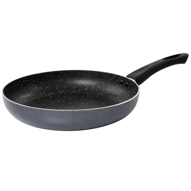 Cook your meals in style with your Oster Pallermo non-stick aluminum frying pan. Each pan has a bakelite handle for comfort and to stay cool under high heat.  Constructed from heavy-duty aluminum for lasting durability.  Bakelite handle for continued comfort and stay-cool use.  Non-stick interior coating for easy cleanup.  Compatible with gas, electric and vitroceramic stove tops.