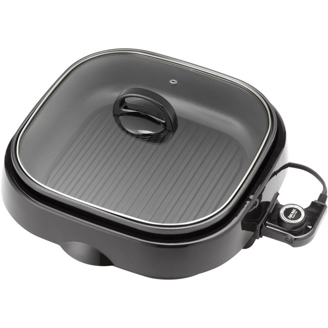 Combine all of your favorite appliances in 1 unit with the Aroma ASP-218B 4 Qt 3-In-1 grillet. Each grillet is great for grilling, slow cooking, simmering and steaming any meal.  Large capacity 4-quart pot for steaming, slow cooking and simmering.  Raised grill surface allows for grease to drip away while cooking.  Dishwasher safe.  Backed by the manufacturer's 2-year limited warranty.  Sleek black design.