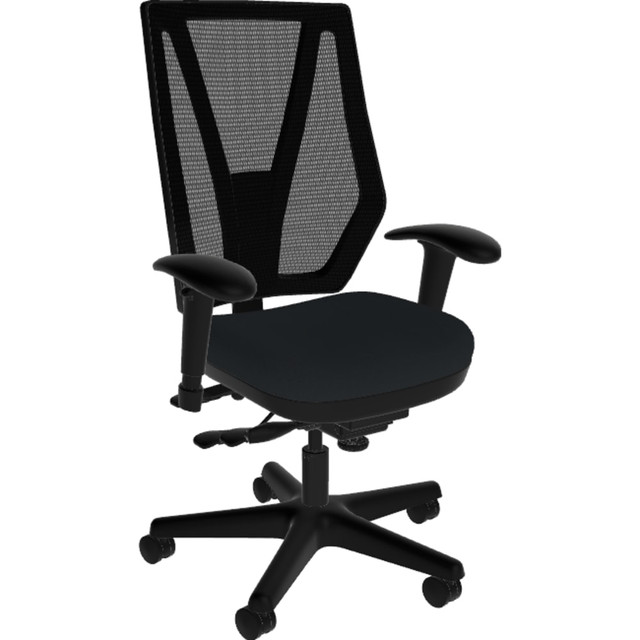 Whether you are collaborating with your team or working solo on a project, stay comfortable in this high-back office chair. The adjustable chair features lumbar support and Pressure Cast cushions to surround you in comfort. Its riveted casters allow you to move the ergonomic desk chair around your space with ease.  Overall Dimensions: 39-3/4inH x 24inW x 24inD.  Ergonomic design allows for comfort throughout the day.  Recommended for professional use 8-10 hours per day.  Weight capacity tested to support 400 lb.  3-way mesh back offers back height, lumbar height and lumbar profundity adjustment.  Pressure Cast cushioning.  Multifunction mechanism allows positional control.  Arms are height and width adjustable.  Riveted casters.  Swiveling design.  Assembly required.  Backed by the manufacturers lifetime limited warranty.  Tested to meet ANSI/BIFMA Performance Standards - Manufacturer testing has been conducted on this product to meet specific performance requirements and safety standards set forth by the American National Standards Institute (ANSI) and the Business and Institutional Furniture Manufacturers.  Meets/Exceeds Flammability Standard TB117-2013.