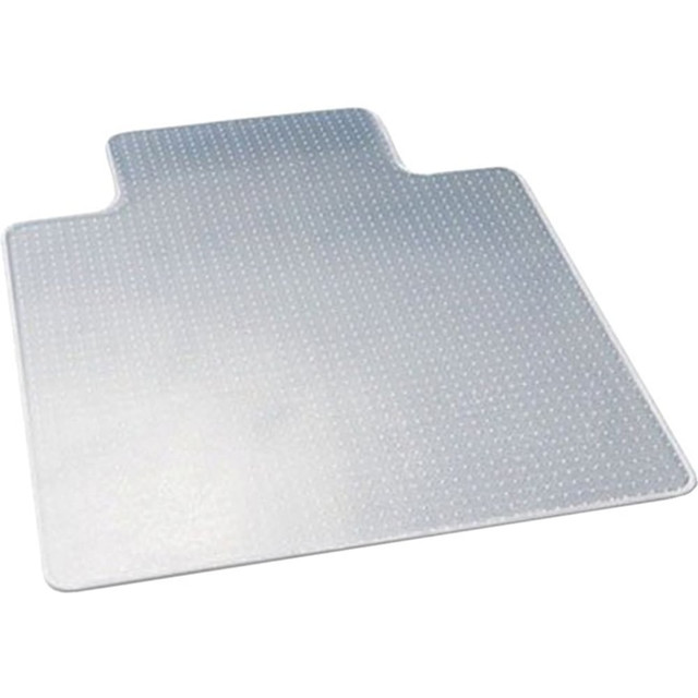 Protect your office floor with the Deflecto DuraMat Vinyl Chair Mat For Low Pile Carpet. The mat is made of vinyl for enhanced protection, making it suitable for use on low pile carpets. The easy glide rolling surface offers smooth chair movement.  Made of vinyl for increased protection.  Suitable for use on low pile carpets up to 3/8in thick.  Easy glide rolling surface offers easy chair movement.  Smoot beveled edge delivers reliable carpet-to-mat transitions.  Studded bottom affords grip.  Non-phthalate, non-cadmium formula provides clarity and durability.  GREENGUARD Gold certified  - certified for low chemical emissions: UL.COM/GG - UL 2818. Ranked in two tiers: Certified and Gold.  Less harsh chemicals - made with fewer harsh chemicals, or safer chemicals than typical alternatives, helping  reduce your use of and exposure to substances that may be more harmful to your health and the environment.