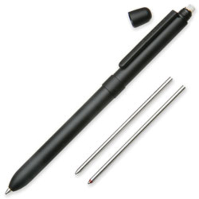 Arm yourself for an active day at the office with this SKILCRAFT Multifunction TacticalPen. Take note of key details at your next meeting with the 0.5 mm pencil, and then sign and mark important forms by switching to the red or black ink pen function.  Use red or black ink or switch from pen to pencil. Multi Color- choose which is right for you.  Slim, sleek barrel feels right in your fingers.  Medium-tip ballpoint for smooth, detailed writing.  0.5 mm pencil lead gives you precision and control.  Handy eraser wipes away pencil marks with a simple swipe.  Refillable for continued use.  Refillable - designed to be used repeatedly, helping you avoid single-use disposables and potentially save money.