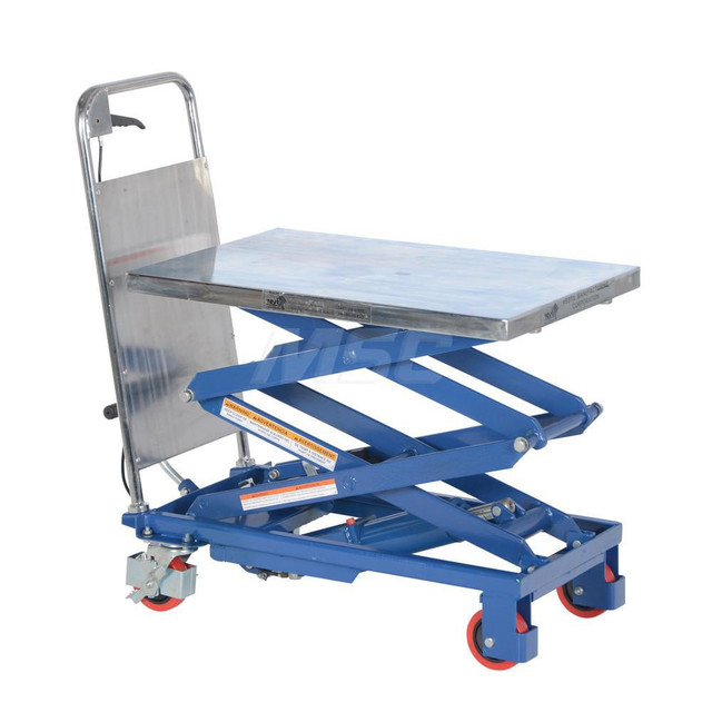 Vestil CART-200-D Mobile Hand Lift Table: 220 lb Capacity, 10 to 51" Lift Height, 17-1/2" Platform Width, 27-1/2" Platform Length