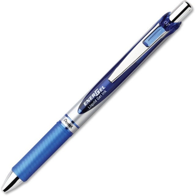 Keep important papers free from smudges with this Pentel EnerGel RTX refillable liquid gel pen. The 0.7mm tip produces clean and crisp bold lines, while the quick-drying liquid gel ink helps prevent globs or smudging. A stylish barrel design with stainless steel accents lends sleek, professional appeal, and the latex-free Comfort Zone grip optimizes control for a smooth writing experience. The convenient retractable tip helps protect the tip against accidental breakage. This Pentel EnerGel RTX refillable liquid gel pen has a pocket clip for simple carrying, and the refillable design allows reusability.  Permanent ink resists fading over time0.7mm tip provides neat, clear lines for intricate detailsPocket clip for simple carryingQuick-drying ink prevents globs and smearsIncludes one EnerGel RTX refillable liquid gel pen  Refillable - designed to be used repeatedly, helping you avoid single-use disposables and potentially save money.  Contains Recycled Content - See Specs for Details.