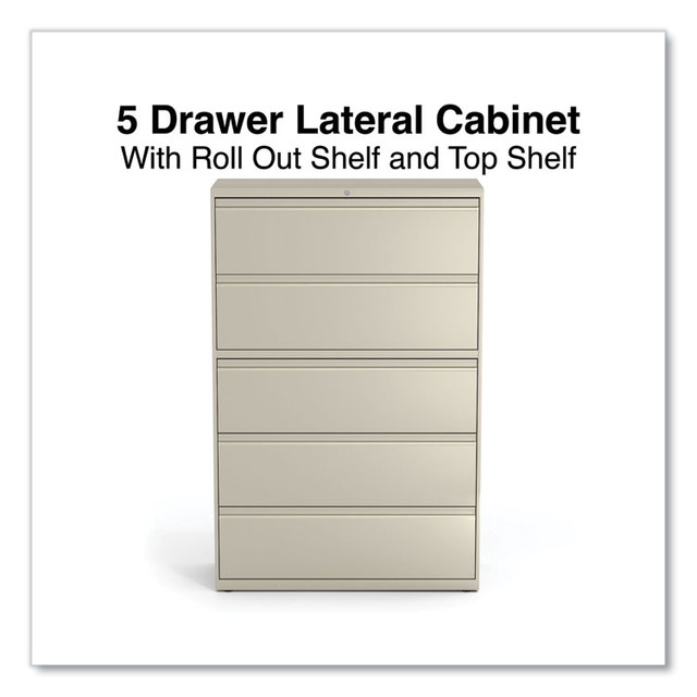 ALERA HLF4267PY Lateral File, 5 Legal/Letter/A4/A5-Size File Drawers, Putty, 42" x 18.63" x 67.63"