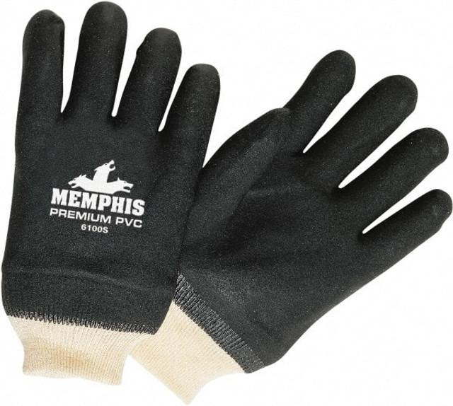 MCR Safety 6100S Chemical Resistant Gloves: Large, 28 mil Thick, Polyvinylchloride, Supported