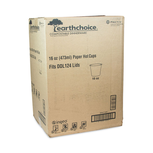 PACTIV EVERGREEN CORPORATION DPHC16EC EarthChoice Compostable Paper Cup, 16 oz, Green, 1,000/Carton