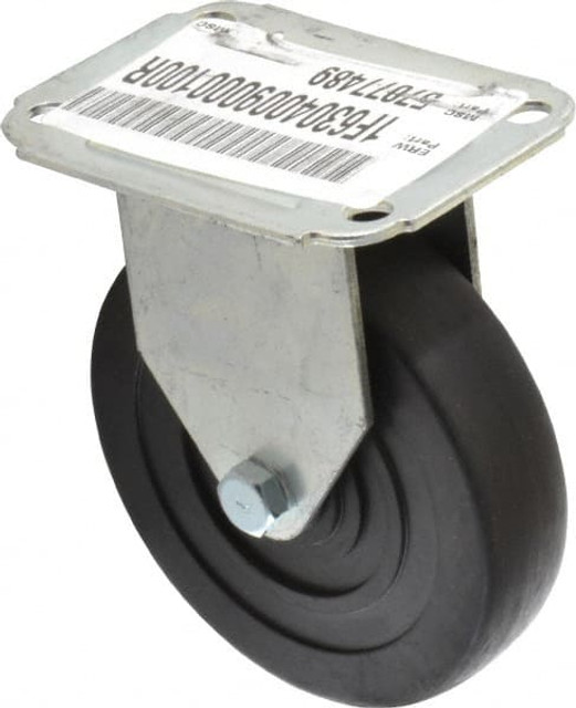 E.R. Wagner 1F6304009000100 Rigid Top Plate Caster: Hard Rubber, 4" Wheel Dia, 1" Wheel Width, 140 lb Capacity, 4-13/16" OAH