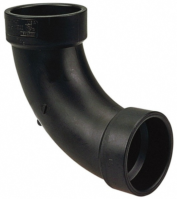 NIBCO I057150 Drain, Waste & Vent 90 deg; Long Radius Elbow: 3" Fitting, Hub x Hub, Acrylonitrile Butadiene Styrene