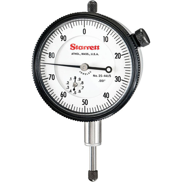 Starrett 53293 Dial Drop Indicator: 0 to 0.5" Range, 0-100 Dial Reading, 0.001" Graduation, 2-1/4" Dial Dia