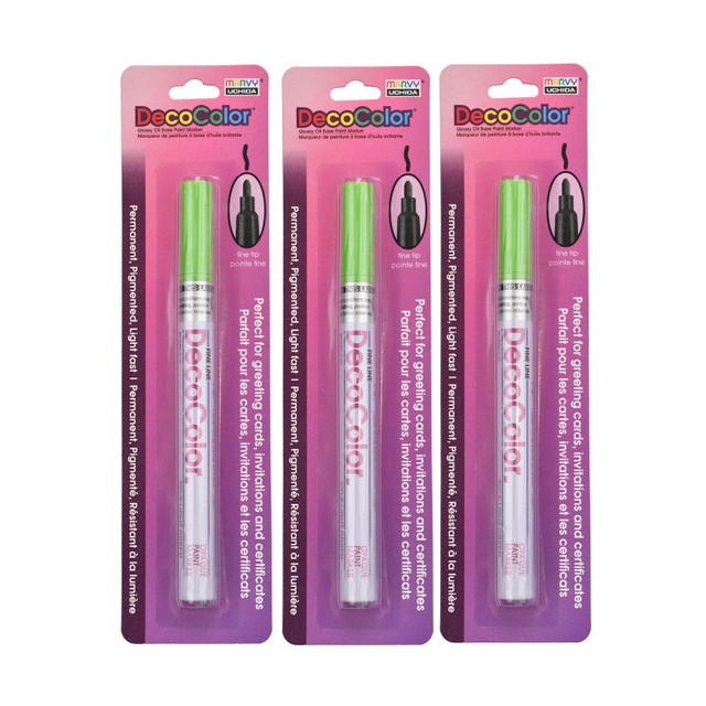 UCHIDA OF AMERICA, CORP Marvy Uchida® DecoColor® Paint Marker, Fine Tip, 200-S, Light Green #11, Set of 3