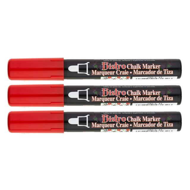 UCHIDA OF AMERICA, CORP Marvy Uchida® Bistro Chalk Marker Broad Tip, 480-S, Red, Set of 3