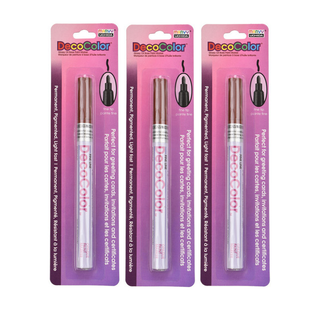 UCHIDA OF AMERICA, CORP Marvy Uchida® DecoColor® Paint Marker, Fine Tip, 200-S, Brown #6, Set of 3
