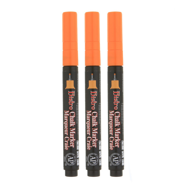 UCHIDA OF AMERICA, CORP Marvy Uchida® Bistro Chalk Marker, Extra Fine, 485F-S, Fluorescent Orange, Set of 3