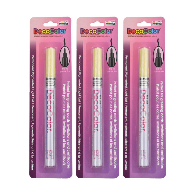 UCHIDA OF AMERICA, CORP Marvy Uchida® DecoColor® Paint Marker, Fine Tip, 200-S, Cream Yellow #42, Set of 3