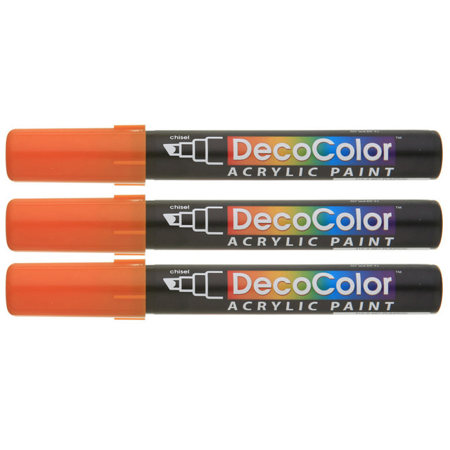 UCHIDA OF AMERICA, CORP Marvy Uchida® DecoColor® Acrylic Paint Marker, 315-S, Chisel Tip, Pumpkin #87, Set of 3