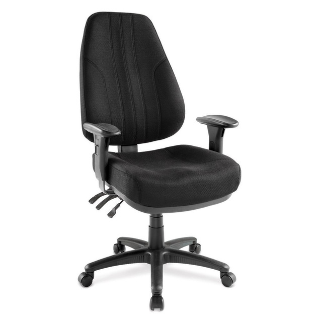 When you choose the right office chair, you will be able to stay comfortable during a long day at the office. Whether you are doing research for your meeting with your new client or review important data trends, this high-back chair makes a great choice. Its articulating seat and back angle allow simple adjustments.  Waterfall seat cushion.  Built-in, extra-thick molded foam padding and a curved back cushion.  1-touch seat-height adjustment. Adjustable back height and angle.  Tilt controls include an adjustable tilt angle, a posture lock and an adjustable forward tilt.  Adjustable arm height and width.  5-star base with dual-wheel casters.  Assembly required.  ADJUSTABLE SEAT HEIGHT  ADJUSTABLE BACK  ADJUSTABLE ARMS  LUMBAR SUPPORT  TILT LOCK  GREENGUARD certified - certified for low chemical emissions: UL.COM/GG - UL 2818. Ranked in two tiers: Certified and Gold.  Tested to meet ANSI/BIFMA Performance Standards - Manufacturer testing has been conducted on this product to meet specific performance requirements and safety standards set forth by the American National Standards Institute (ANSI) and the Business and Institutional Furniture Manufacturers.  Less harsh chemicals - made with fewer harsh chemicals, or safer chemicals than typical alternatives, helping  reduce your use of and exposure to substances that may be more harmful to your health and the environment.