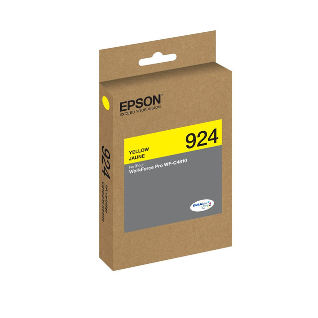 Compatible Epson models: WorkForce:  Pro WF-C4310,  Pro WF-C4810.  .  Manage your upcoming print jobs with help from the Epson T924 DURABrite Ultra Genuine Ink Cartridge. This ink cartridge is filled with fast-drying pigment ink to help you move through your workload quickly while providing high-quality results.  Helps provide print-shop-quality results for text and images.  Fast-drying pigment ink is great for high-speed jobs.  Bright yellow helps prints stand out.  Recycling solution - designed to encourage recycling, helping you divert materials from landfill.