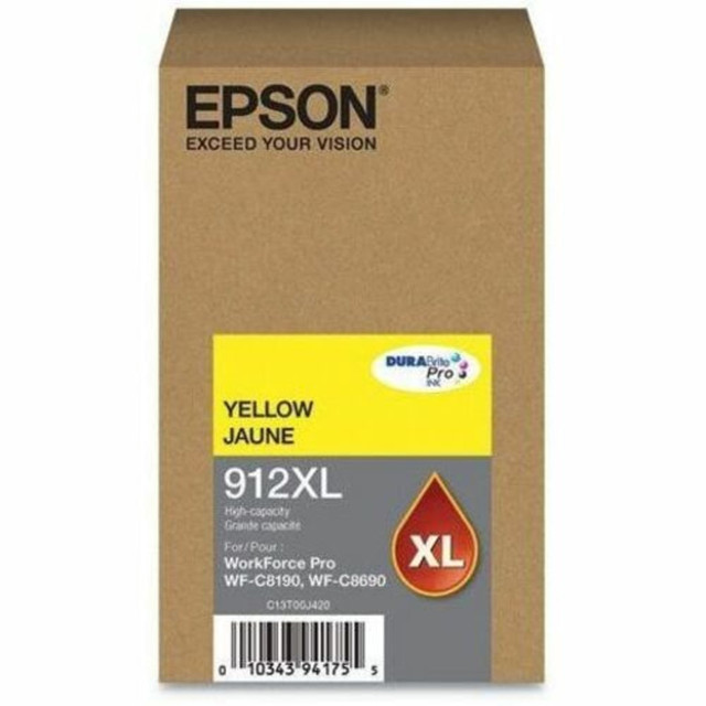 Compatible Epson models: WorkForce:  Pro WF-C8190,  Pro WF-C8690.  .    Inkjet cartridge delivers crisp, black text, vibrant, photo-quality color  High yield type for maximum efficiency and affordability  Features Yellow print color for reliable, productive, and desired results with added usability  Delivers precise, sharp, and reliable printing with maximum usability  Helps Avoid Waste - Designed for extended use, helping reduce or eliminate material use and potentially save money.  Recycling solution - designed to encourage recycling, helping you divert materials from landfill.