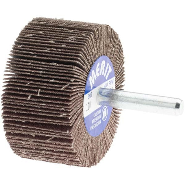 Merit Abrasives 08834137372 Mounted Flap Wheel: 1" Face Width, 120 Grit, Aluminum Oxide