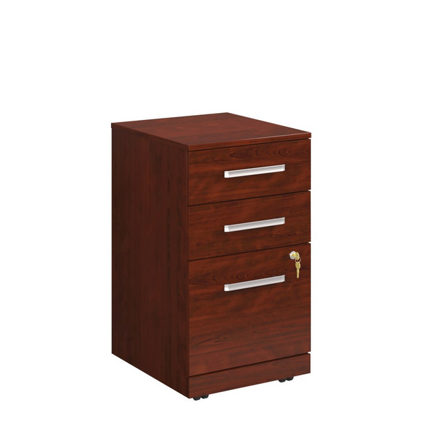 Keep your office organized with the Sauder Affirm 20inD Vertical 3-Drawer Mobile File Cabinet With Lock. This 3-drawer file cabinet provides plenty of space for storing files, while the interlocking safety mechanism offers safe usage. The mobile file cabinet sits on hidden caster wheels for convenient mobility.  Engineered wood construction.  Boasts 2 small drawers with metal runners and safety stops.  Lower locking file cabinet drawer with full extension slides.  Interlocking safety mechanism only allows 1 drawer to open at a time.  Ball-bearing suspension.  Hidden caster wheels.  Includes hang rails.  Assembly required.  Tested to meet ANSI/BIFMA Performance Standards - Manufacturer testing has been conducted on this product to meet specific performance requirements and safety standards set forth by the American National Standards Institute (ANSI) and the Business and Institutional Furniture Manufacturers.