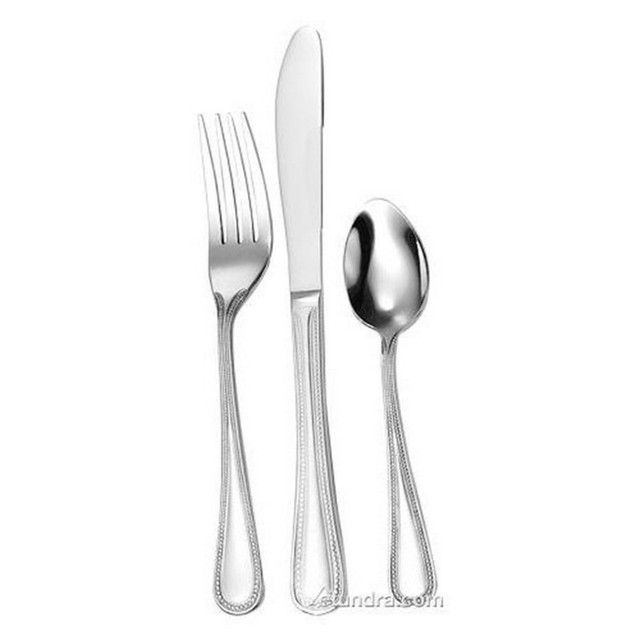 Finish off your meal with a sweet treat using this dessert spoon. The 18/0 stainless steel construction is resistant to corrosion for long-lasting use.  18/0 stainless steel construction is durable and corrosion-resistant.  Accolade pattern provides a touch of style.  Pack includes 24 spoons so you can serve several guests.