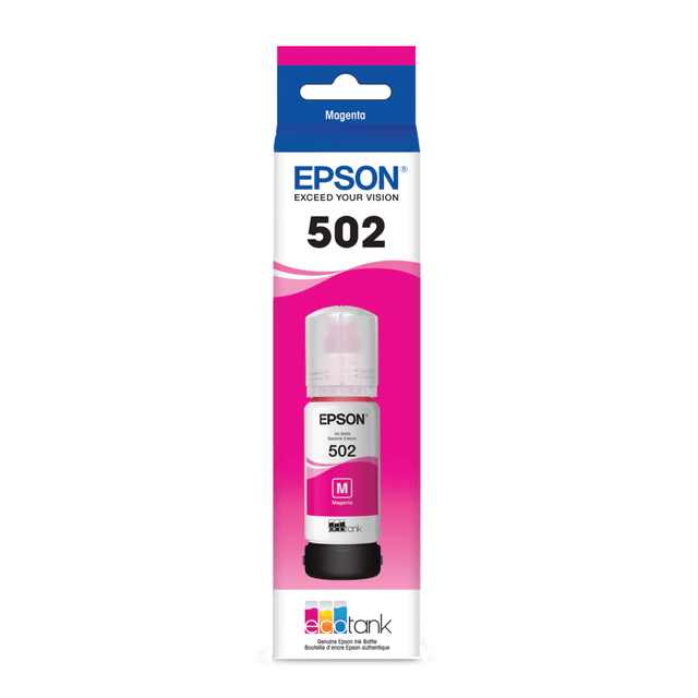 EcoTank replacement ink bottle delivers thousands of pages plus genuine Epson quality. Exclusive, uniquely keyed EcoFit bottle makes it easy to fill each color tank. Using Genuine Epson Ink means reliable performance and brilliant results. Ink bottle is compatible with Epson EcoTank ET-2850, ET-3830, ET-3850, ET-3843, ET-4850 Wireless Color All-in-One Cartridge-Free Supertank Printers; EcoTank ET-2760, ET-3710, ET-3760, ET-4760, ET-15000 All-in-One Cartridge-Free Supertank printers; Expression ET-2750, ET-4750 Business Edition EcoTank All-in-One; Expression ET-2700, ET-2750, ET-3700 EcoTank All-in-One Supertank Printer; WorkForce ST-2000, ST-C2100, ST-3000, ST-4000, ST-C4100, Supertank Color MFPs; and WorkForce ET-3750, ET-4750 EcoTank All-in-One Supertank Printers.