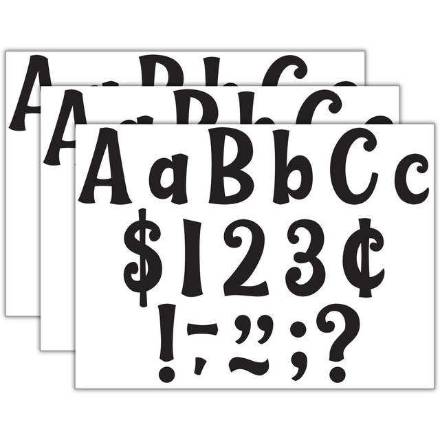 Create striking bulletin boards with Teacher Created Resources 4in Letters. These block letters punch out easily so you can get right to creating your masterpiece.  Punch out easily.  Coated for durability.  Wild whimsy black designs provide a fun look.
