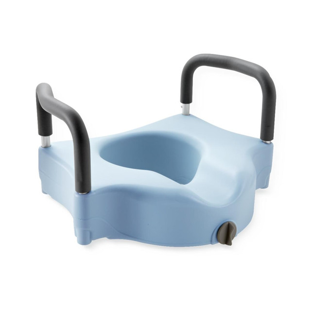 Injuries and major surgeries can limit your mobility and make it difficult to accomplish even simple tasks. This elevated toilet seat helps you use the restroom more easily without the need to call for assistance.  Place on existing toilet seats to provide increased elevation for easier use by those with limited mobility.  Made of sturdy plastic and lightweight aluminum for long-lasting use.  Partially assembled.  Holds up to 350 lb.  Backed by the manufacturers limited lifetime warranty.  Built-in arms offer increased support while sitting or standing.