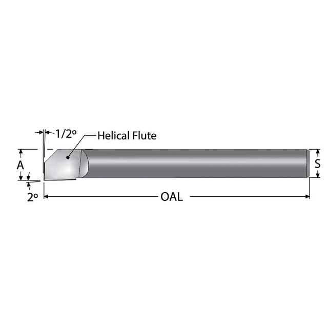 Scientific Cutting Tools HB180EL Helical Boring Bar: 0.18" Min Bore, Right Hand Cut, Submicron Solid Carbide