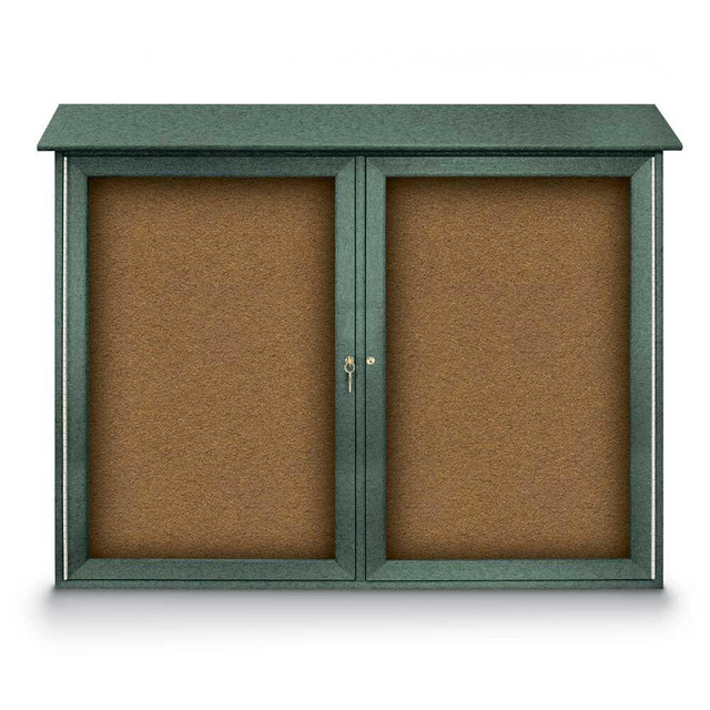 United Visual Products UVDD4536-WOODGR Enclosed Bulletin Board: 45" Wide, 36" High, Cork, Tan