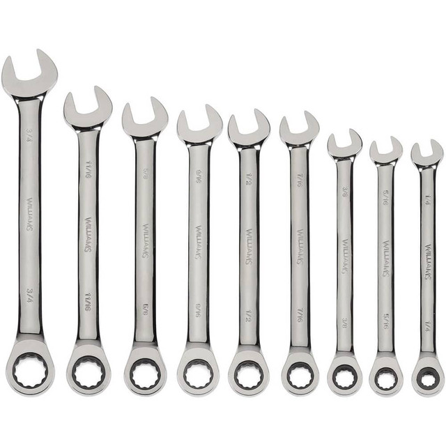 Williams JHW1210NRC Combination Wrenches; Size (Inch): 5/16 ; Type: Combination Ratcheting Wrench ; Finish: Polished Chrome ; Head Type: Combination ; Box End Type: 12-Point ; Handle Type: Straight