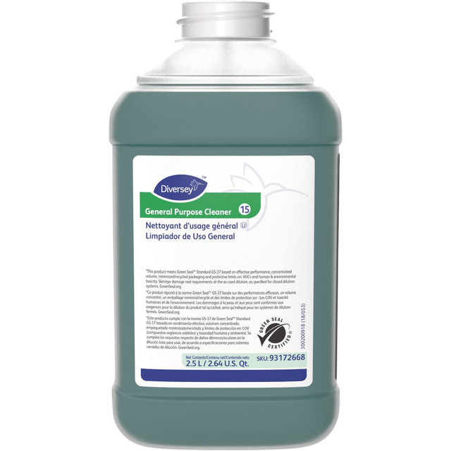 Diversey DVS93172668 All-Purpose Cleaners & Degreasers; Product Type: All-Purpose Cleaner ; Form: Liquid ; Container Type: Bottle ; Container Size: 2.5 L ; Scent: Citrus ; Application: For Industrial & Institutional Cleaners