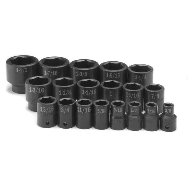 SK 4039 Impact Standard Socket Set: 19 Pc, 1/2" Drive, 3/8 to 1-1/2" Socket