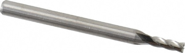 M.A. Ford. 11108500 Square End Mill: 0.085'' Dia, 0.255'' LOC, 1/8'' Shank Dia, 1-1/2'' OAL, 4 Flutes, Solid Carbide