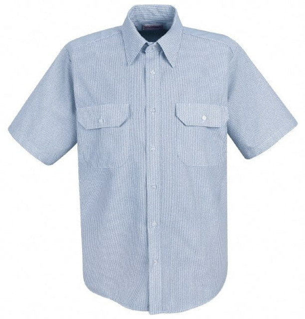 RedKap SL60WB SS 3XL Work Shirt: General Purpose, 3X-Large, Cotton, Blue & White, 2 Pockets