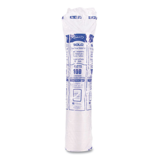 DART SOLO® 662TSPK Straw-Slot Cold Cup Lids, Fits 9 oz to 20 oz Cold Cups, Plastic, Clear, 100/Pack