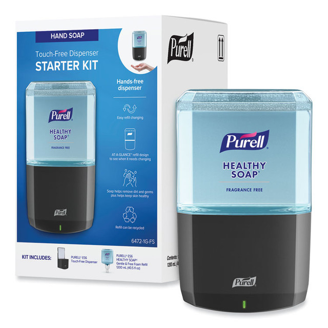 GO-JO INDUSTRIES PURELL® 64721GFS HEALTHY SOAP Gentle and Free Foam ES6 Starter Kit, 1,200 mL, Graphite