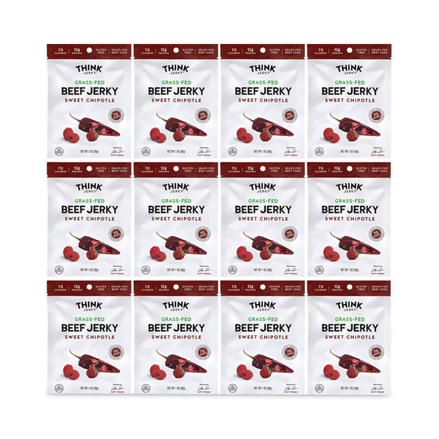 THINK JERKY, LLC 22000985 Sweet Chipotle Beef Jerky, 1 oz Pouch, 12/Pack