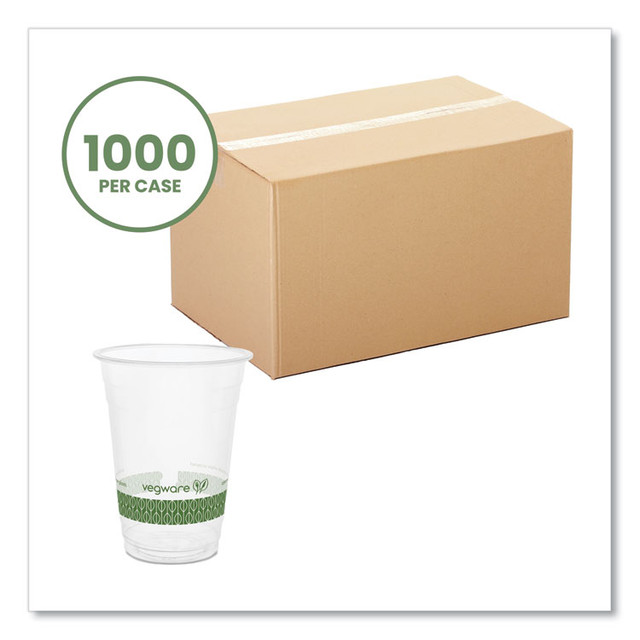 VEGWARE R500YG 96-Series Cold Cup, 16 oz, Plastic, Clear/Green, 1,000/Carton
