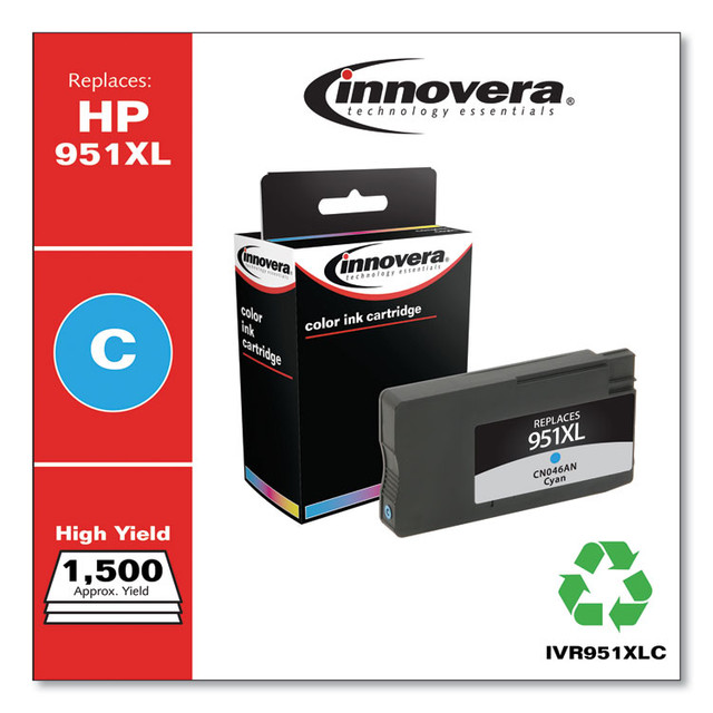 INNOVERA 951XLC Remanufactured Cyan High-Yield Ink, Replacement for 951XL (CN046AN), 1,500 Page-Yield